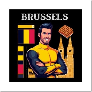 Brussels Grand Place Waffles Belgium Posters and Art